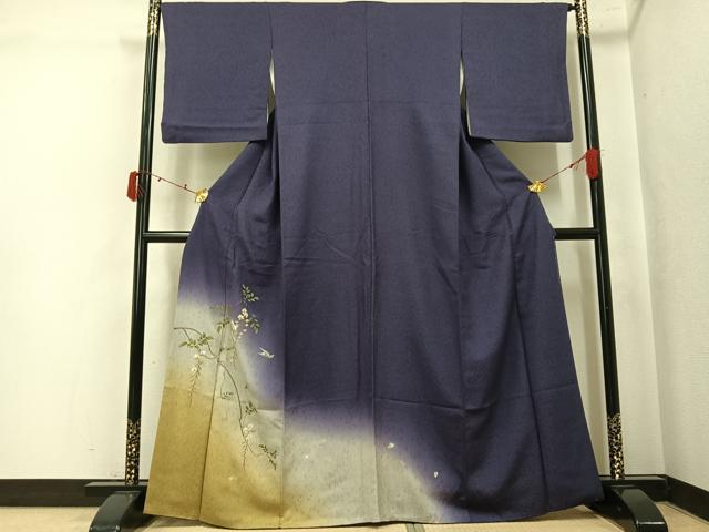 平和屋着物●訪問着　刺繍　花蝶文　暈し染め　金銀彩　やまと誂製　正絹　逸品　AABK5227ph