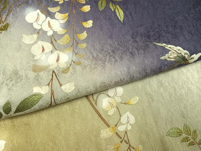 平和屋着物●訪問着　刺繍　花蝶文　暈し染め　金銀彩　やまと誂製　正絹　逸品　AABK5227ph