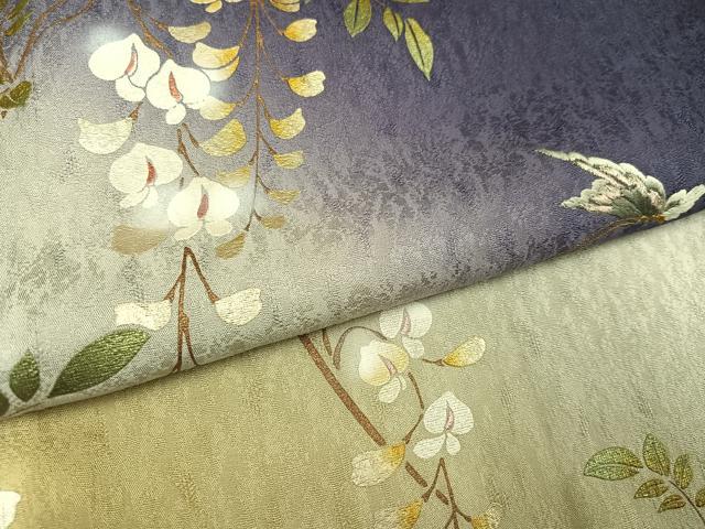 平和屋着物●訪問着　刺繍　花蝶文　暈し染め　金銀彩　やまと誂製　正絹　逸品　AABK5227ph