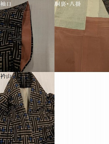 平和屋着物●本場大島紬　龍郷絣　秋名バラ　正絹　逸品　AABK5229ph
