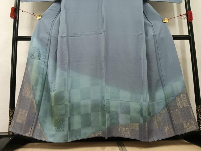 平和屋着物●豪華色留袖　寿光織　草花地紋　暈し染め　金糸　正絹　逸品　AABK5232ph