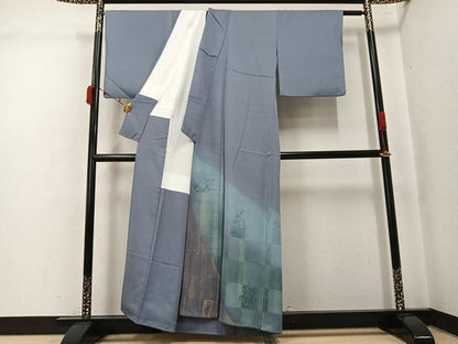 平和屋着物●豪華色留袖　寿光織　草花地紋　暈し染め　金糸　正絹　逸品　AABK5232ph