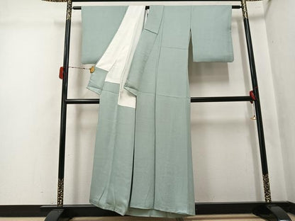 平和屋着物●本草木染作家　圓啓　色無地　紋意匠　薄雲鼠色　正絹　逸品　AABK5234ph