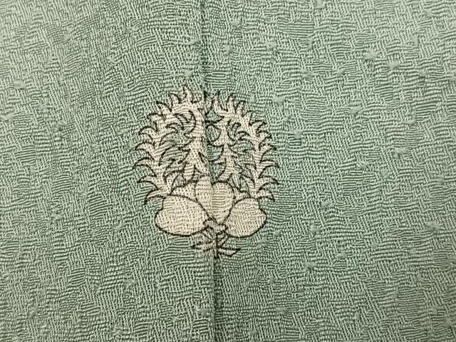平和屋着物●本草木染作家　圓啓　色無地　紋意匠　薄雲鼠色　正絹　逸品　AABK5234ph