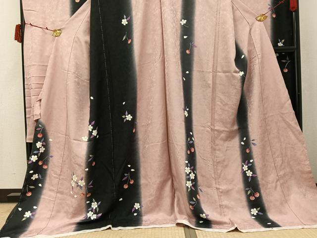 平和屋着物●豪華振袖　桜　さくらんぼ　丹後ちりめん　仮絵羽　正絹　逸品　未使用　AABK5236ph