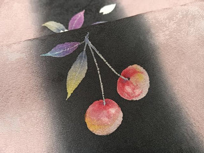 平和屋着物●豪華振袖　桜　さくらんぼ　丹後ちりめん　仮絵羽　正絹　逸品　未使用　AABK5236ph