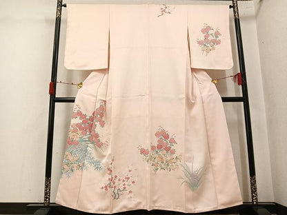 平和屋着物●訪問着　草花文　正絹　逸品　AABK5237ph