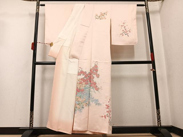 平和屋着物●訪問着　草花文　正絹　逸品　AABK5237ph