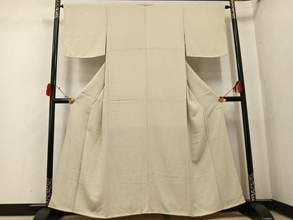 平和屋着物●上質な色無地　白橡色　正絹　逸品　未使用　AABK5238ph