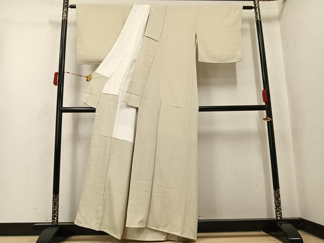 平和屋着物●上質な色無地　白橡色　正絹　逸品　未使用　AABK5238ph