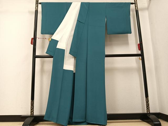 平和屋着物●上質な色無地　赤塚次男　本場奄美大島泥染　納戸色　証紙付き　正絹　逸品　AABK5240ph