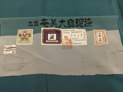 平和屋着物●上質な色無地　赤塚次男　本場奄美大島泥染　納戸色　証紙付き　正絹　逸品　AABK5240ph