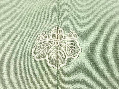 平和屋着物●上質な色無地　山葵色　浜ちりめん　反端付き　正絹　逸品　AABK5243ph