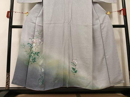 平和屋着物●訪問着　手描き　草花文　暈し染め　正絹　逸品　未使用　AABK5245ph