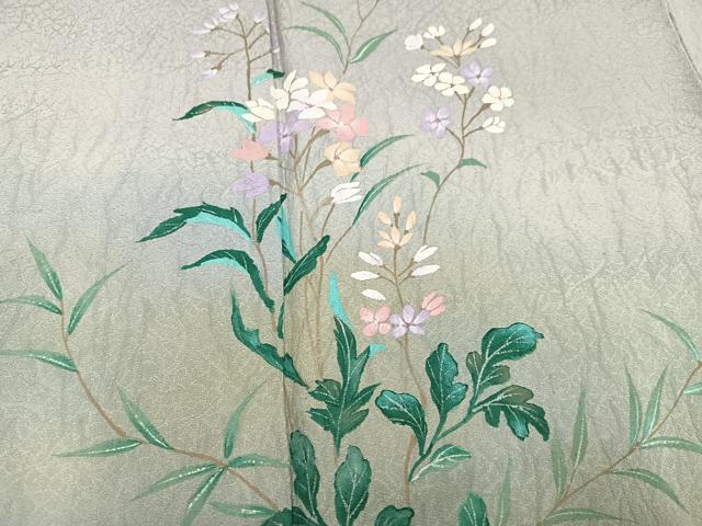 平和屋着物●訪問着　手描き　草花文　暈し染め　正絹　逸品　未使用　AABK5245ph