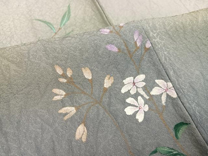 平和屋着物●訪問着　手描き　草花文　暈し染め　正絹　逸品　未使用　AABK5245ph