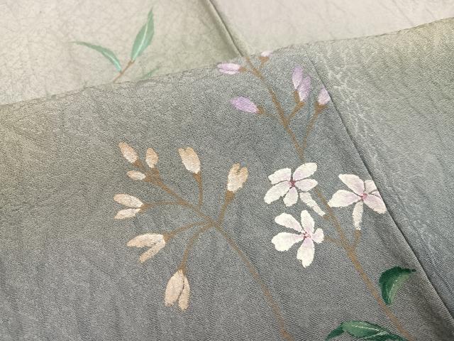 平和屋着物●訪問着　手描き　草花文　暈し染め　正絹　逸品　未使用　AABK5245ph