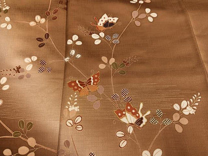 平和屋着物●訪問着　駒刺繍　花蝶文　暈し染め　金彩　正絹　逸品　AABK5248ph