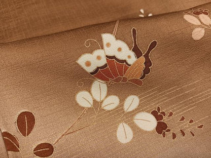 平和屋着物●訪問着　駒刺繍　花蝶文　暈し染め　金彩　正絹　逸品　AABK5248ph
