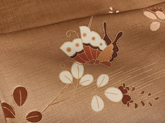 平和屋着物●訪問着　駒刺繍　花蝶文　暈し染め　金彩　正絹　逸品　AABK5248ph