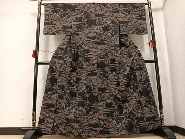 平和屋着物●本場大島紬　9マルキ　風景樹林文　正絹　逸品　AABK5249ph