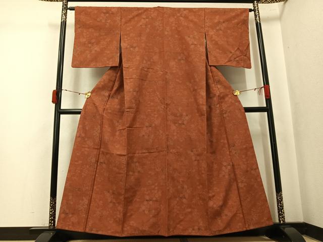 平和屋着物●上質な紬　草花文　正絹　逸品　未使用　AABK5251ph