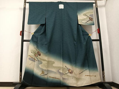 平和屋着物●訪問着　手描き　楽器花文　暈し染め　正絹　逸品　AABK5254ph