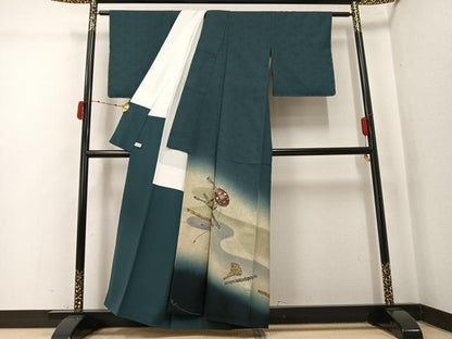 平和屋着物●訪問着　手描き　楽器花文　暈し染め　正絹　逸品　AABK5254ph