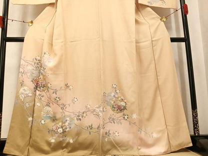 平和屋着物●訪問着　友禅　駒刺繍　雪輪花文　暈し染め　金彩　正絹　逸品　AABK5255ph
