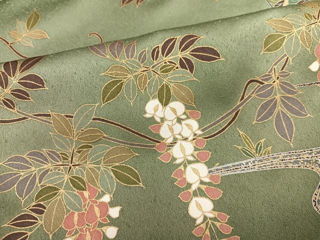 平和屋着物●訪問着　駒刺繍　短冊花文　金彩　正絹　逸品　未使用　AABK5259ph