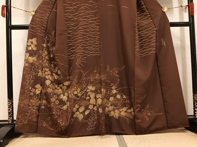 平和屋着物●訪問着　作家物　草花文　金彩　正絹　逸品　AABK5262ph