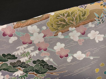 平和屋着物●豪華黒留袖　友禅　作家物　松竹梅　暈し染め　正絹　逸品　AABK5263ph