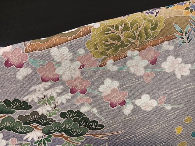 平和屋着物●豪華黒留袖　友禅　作家物　松竹梅　暈し染め　正絹　逸品　AABK5263ph