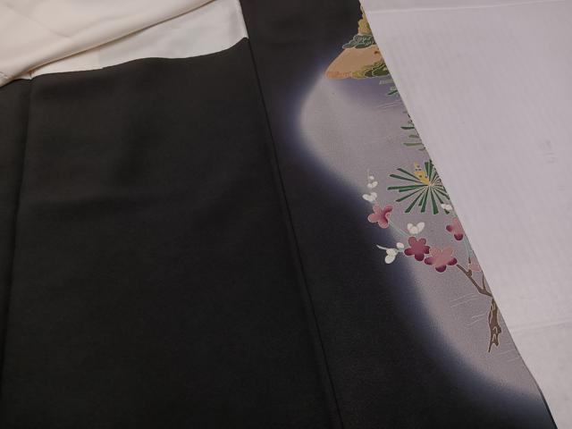 平和屋着物●豪華黒留袖　友禅　作家物　松竹梅　暈し染め　正絹　逸品　AABK5263ph