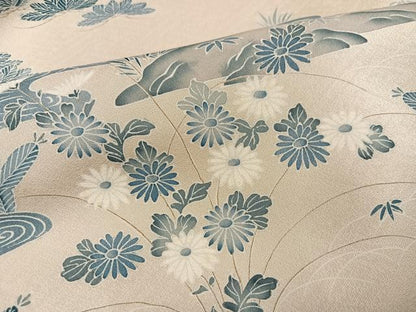平和屋着物●豪華色留袖　刺繍　流水草花風景文　金糸　正絹　逸品　AABK5265ph