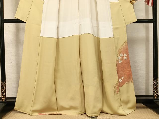 平和屋着物●豪華色留袖　駒刺繍　飛鶴草花文　暈し染め　金彩　正絹　逸品　AABK5267ph