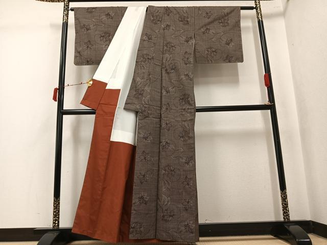 平和屋着物●本場大島紬　7マルキ　更紗文　正絹　逸品　AABK5272ph