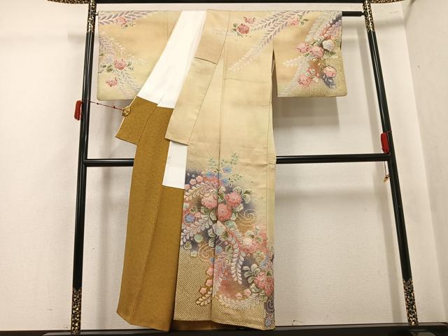平和屋着物●訪問着　作家物　泰常　辻が花　絞り　暈し染め　銀通し地　正絹　逸品　AABK5273ph