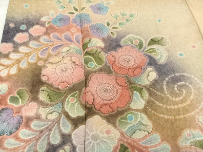 平和屋着物●訪問着　作家物　泰常　辻が花　絞り　暈し染め　銀通し地　正絹　逸品　AABK5273ph