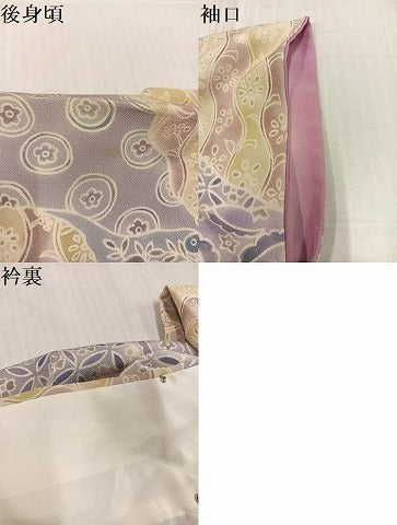 平和屋着物●訪問着　吉祥花文　鬼しぼ縮緬　正絹　逸品　AABK5281ph