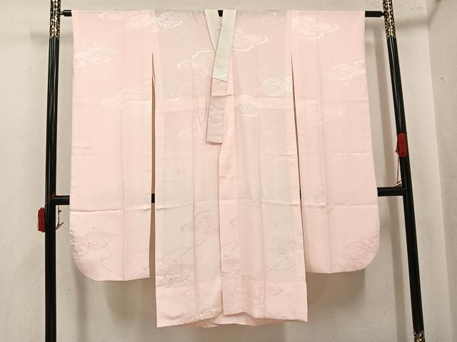 平和屋着物●振袖用長襦袢　無双仕立て　御所車花地紋　暈し染め　正絹　逸品　AABK5282ph