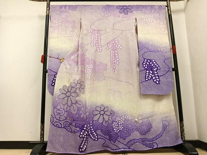 平和屋着物●豪華振袖　総絞り　草花文　暈し染め　正絹　逸品　AABK5284ph