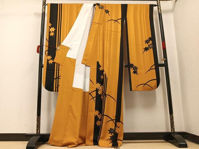 平和屋着物●豪華振袖　楓間道　金彩　正絹　逸品　AABK5287ph