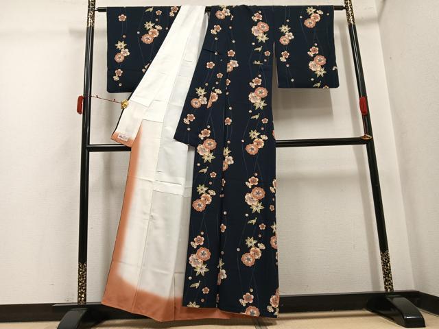 平和屋着物●上質な小紋　梅　楓　やまと誂製　正絹　逸品　AABK5289ph