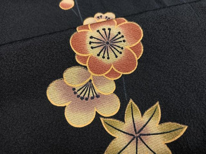 平和屋着物●上質な小紋　梅　楓　やまと誂製　正絹　逸品　AABK5289ph
