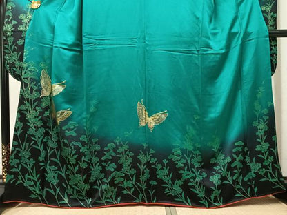平和屋着物●豪華振袖　花蝶文　暈し染め　金彩　正絹　逸品　AABK5290ph