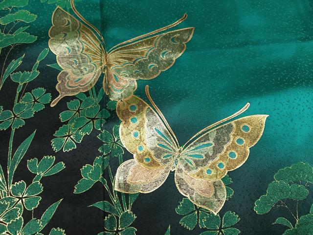 平和屋着物●豪華振袖　花蝶文　暈し染め　金彩　正絹　逸品　AABK5290ph