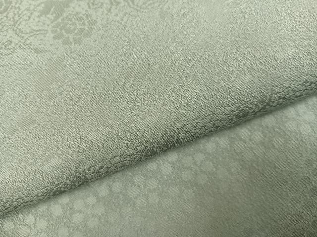 平和屋着物●上質な色無地　花唐草地紋　柳鼠色　正絹　逸品　未使用　AABK5293ph