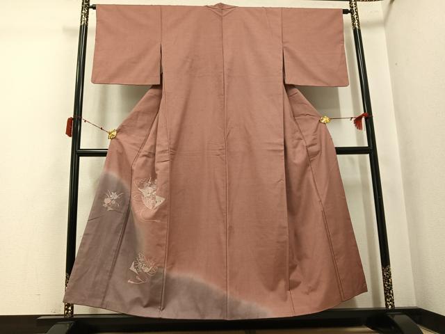 平和屋着物●訪問着　中国三大刺繍　汕頭刺繍　スワトウ刺繍　総刺繍　紬地　花絵巻　正絹　逸品　AABK5294ph