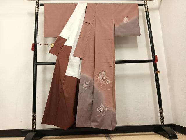 平和屋着物●訪問着　中国三大刺繍　汕頭刺繍　スワトウ刺繍　総刺繍　紬地　花絵巻　正絹　逸品　AABK5294ph